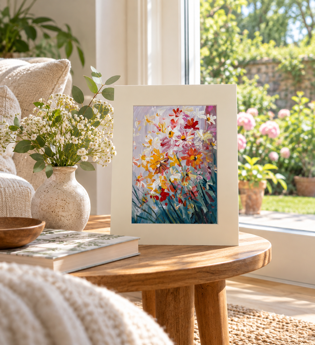 Fleurs dans un souffle de couleur