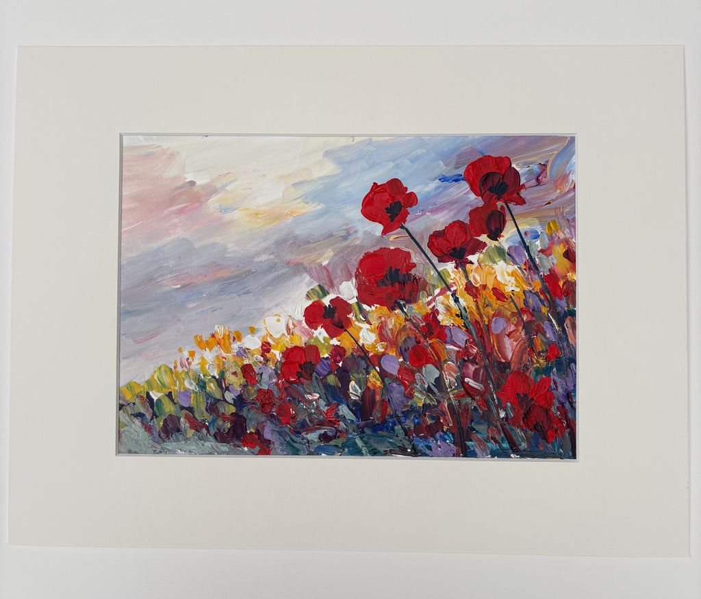 Coquelicots dans un champ fleuri